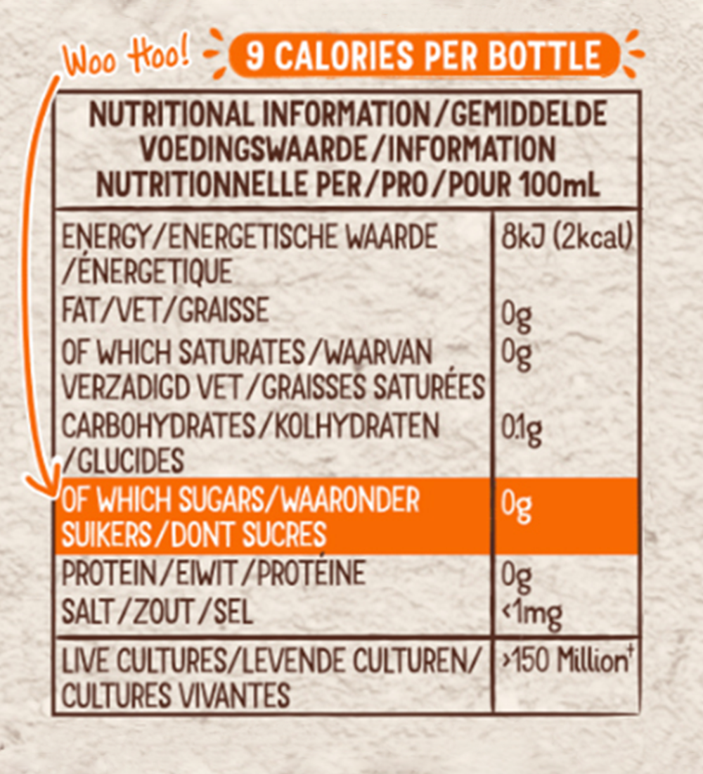 Apple, Pear & Ginger Kombucha 450ml Nutrition