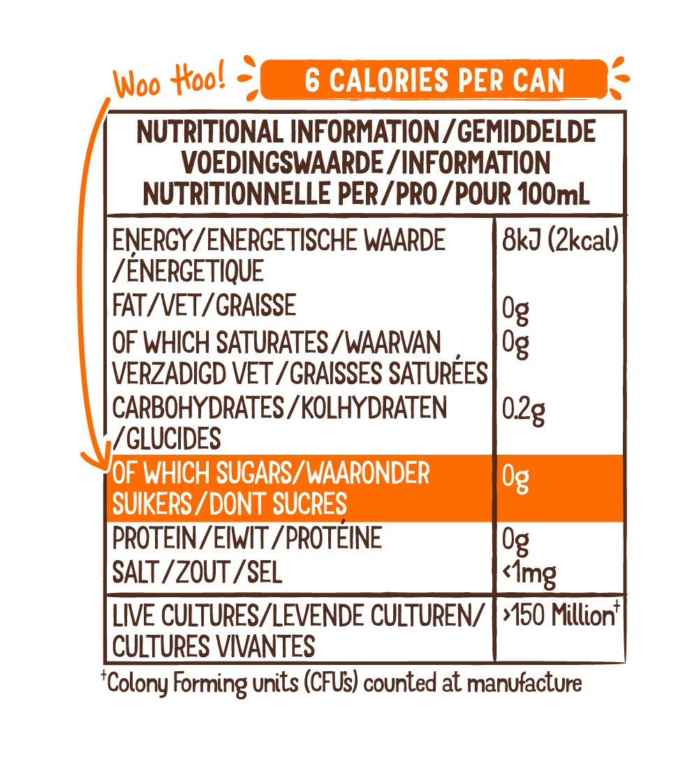 Mixed Berry Kombucha 330ml Can - Nutritional Info