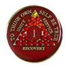 Alcoholics Anonymous (AA) Anniversary Coin – Red Crystal Transition Sobriety Medallion