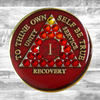 Alcoholics Anonymous (AA) Anniversary Coin – Red Crystal Transition Sobriety Medallion
