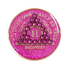 AA Anniversary Coin Medallion | Glitter Pink Crystal Fuchsia