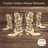 Laser Engraved Wood Shape | Cowboy Boots