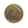 Alcoholics Anonymous AA Month Anniversary Coin - Bronze Sobriety Medallion
