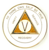 Alcoholics Anonymous (AA) Anniversary Coin – Beige Gold Sparkle Sobriety Medallion