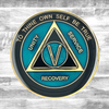 AA Teal & Black Sobriety Anniversary Coin