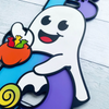 BOO Cut Ghost Halloween Sign - Whimsical Halloween Wall Decor