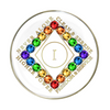 Narcotics Anonymous (NA) Clean Time Coin – "LGBTQ" White Rainbow Crystal Sobriety Medallion