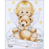 Tobin Baby Angel With Teddy Bear Birth Sampler Counted Cross Stitch Kit