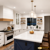 Shaker Style Farmhouse Kitchen with Navy Painted Island