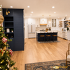 Shaker Style Farmhouse Kitchen with Navy Painted Island