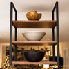 Walnut Kitchen Remodel Modern Design with Floating Metal Shelves
