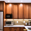 Walnut Kitchen Remodel Modern Design with Floating Metal Shelves
