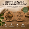 Personalized Wooden Coins with Custom Logo – Laser Engraved Wood Tokens and Event Favors