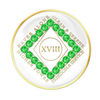 Narcotics Anonymous (NA) Clean Time Coin – White Green Neon Crystal Sobriety Medallion Gift