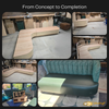 Crescent Banquette Booth – Custom Upholstered Built-In Seating