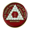 Alcoholics Anonymous (AA) Anniversary Coin – Red Crystal Diamond Sobriety Medallion Gift