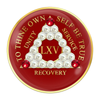 Alcoholics Anonymous (AA) Anniversary Coin – Red CZ Pearl Sobriety Medallion Gift