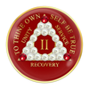 Alcoholics Anonymous (AA) Anniversary Coin – Red CZ Pearl Sobriety Medallion Gift