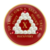 Alcoholics Anonymous (AA) Anniversary Coin – Red CZ Pearl Sobriety Medallion Gift