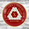 Alcoholics Anonymous (AA) Anniversary Coin – Red CZ Pearl Sobriety Medallion Gift