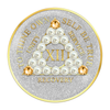Alcoholics Anonymous (AA) Anniversary Coin – Silver Glitter Gold Crystal Pearl Sobriety Medallion Gift