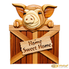 Intarsia Home Sweet Home Pig Wall Plaque