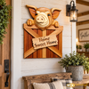 Intarsia Home Sweet Home Pig Wall Plaque