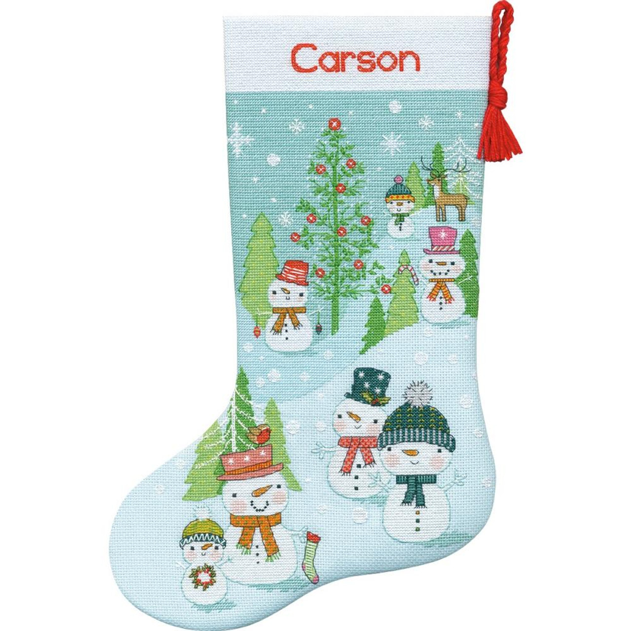 Dimensions Snowman Family Counted Cross Stitch Stocking Kit