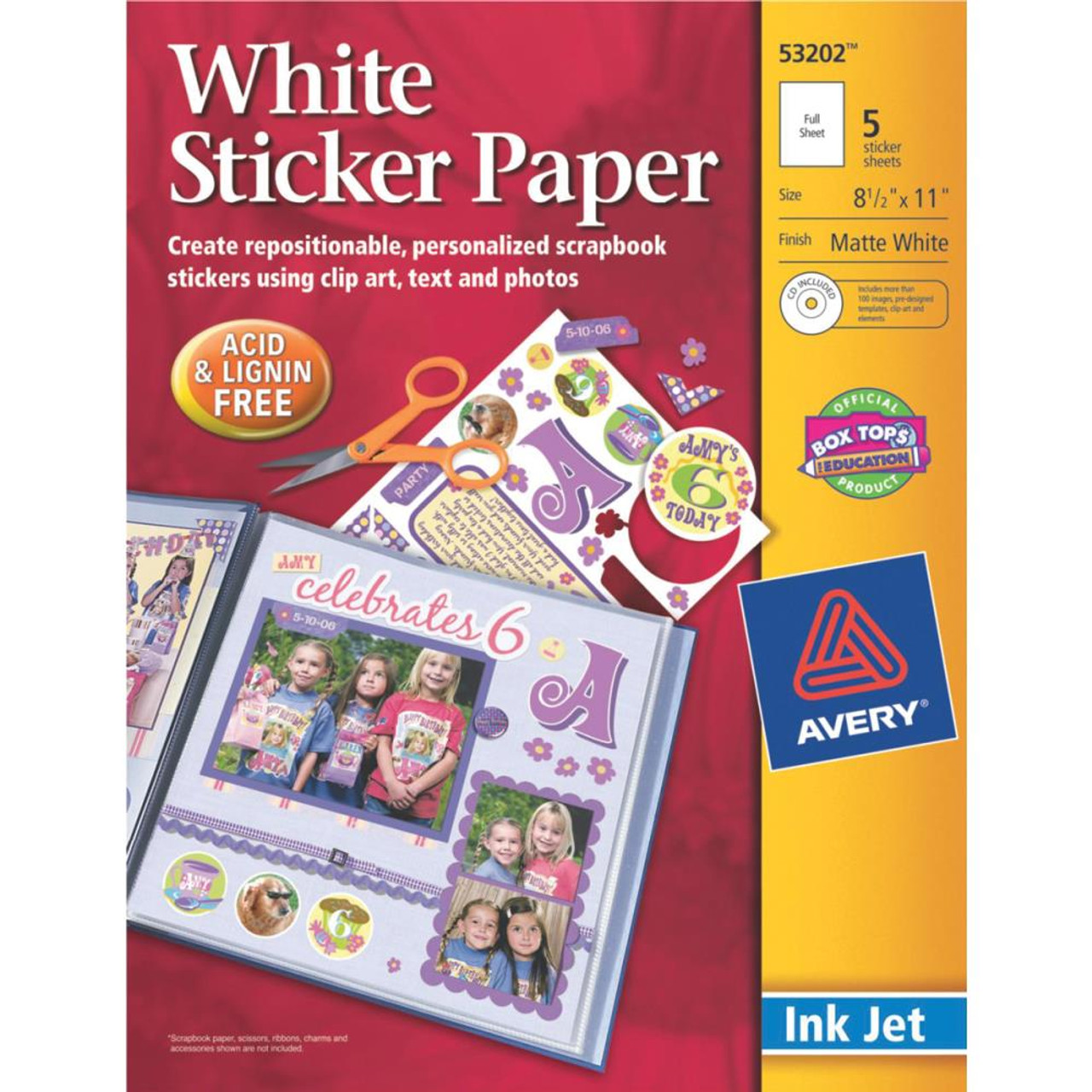 Avery Printable Sticker Paper, Glossy Clear, 8-1/2 x 11, Laser and Inkjet  Printers, 7 Sheets (4397)