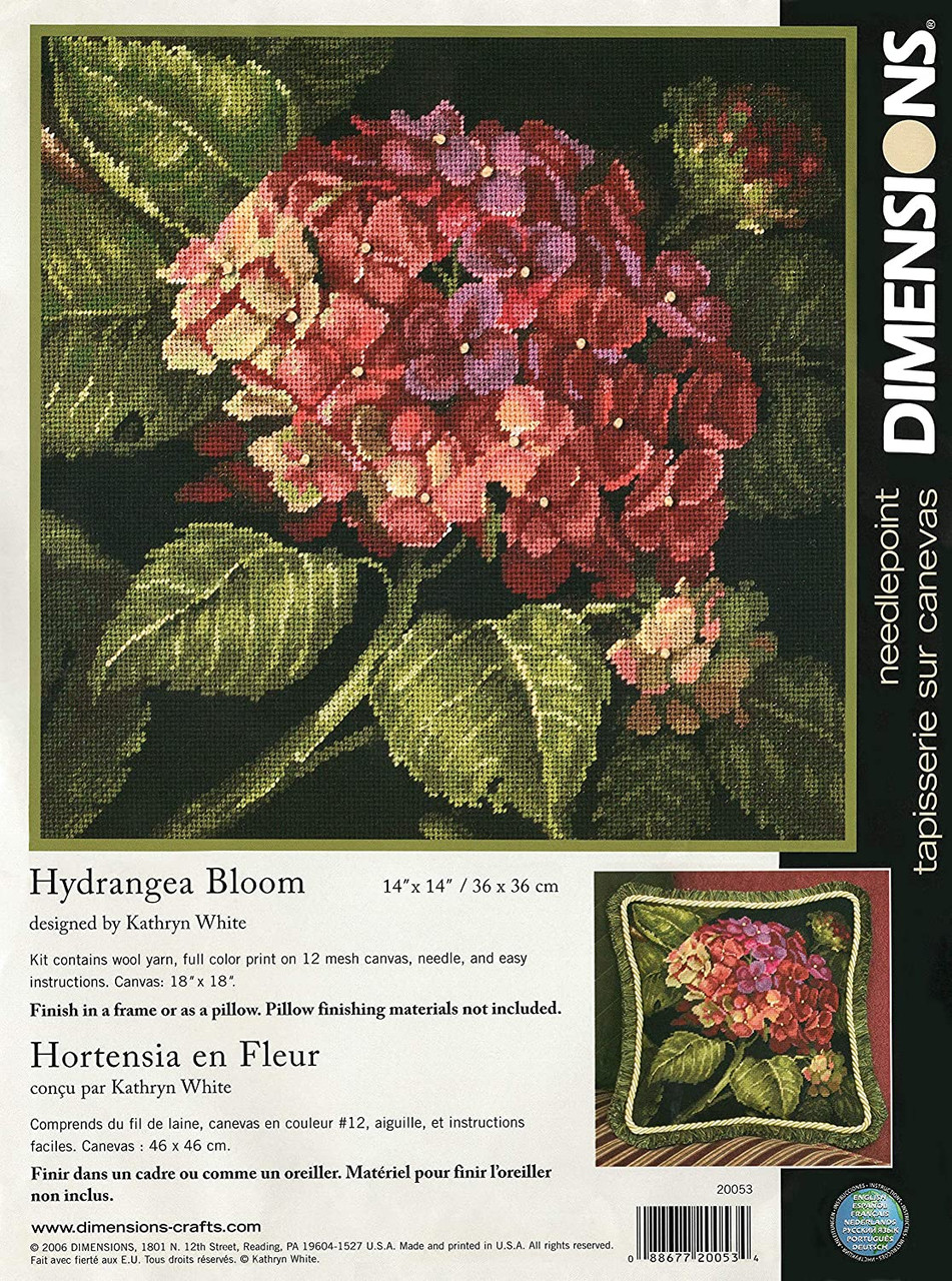 Dimensions Hydrangea Bloom Needlepoint Kit, 14 x 14