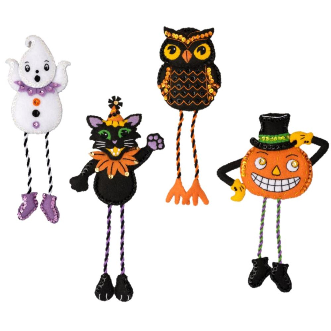 Bucilla Felt Applique Ornaments Kit Set Of 4, Halloween Squad