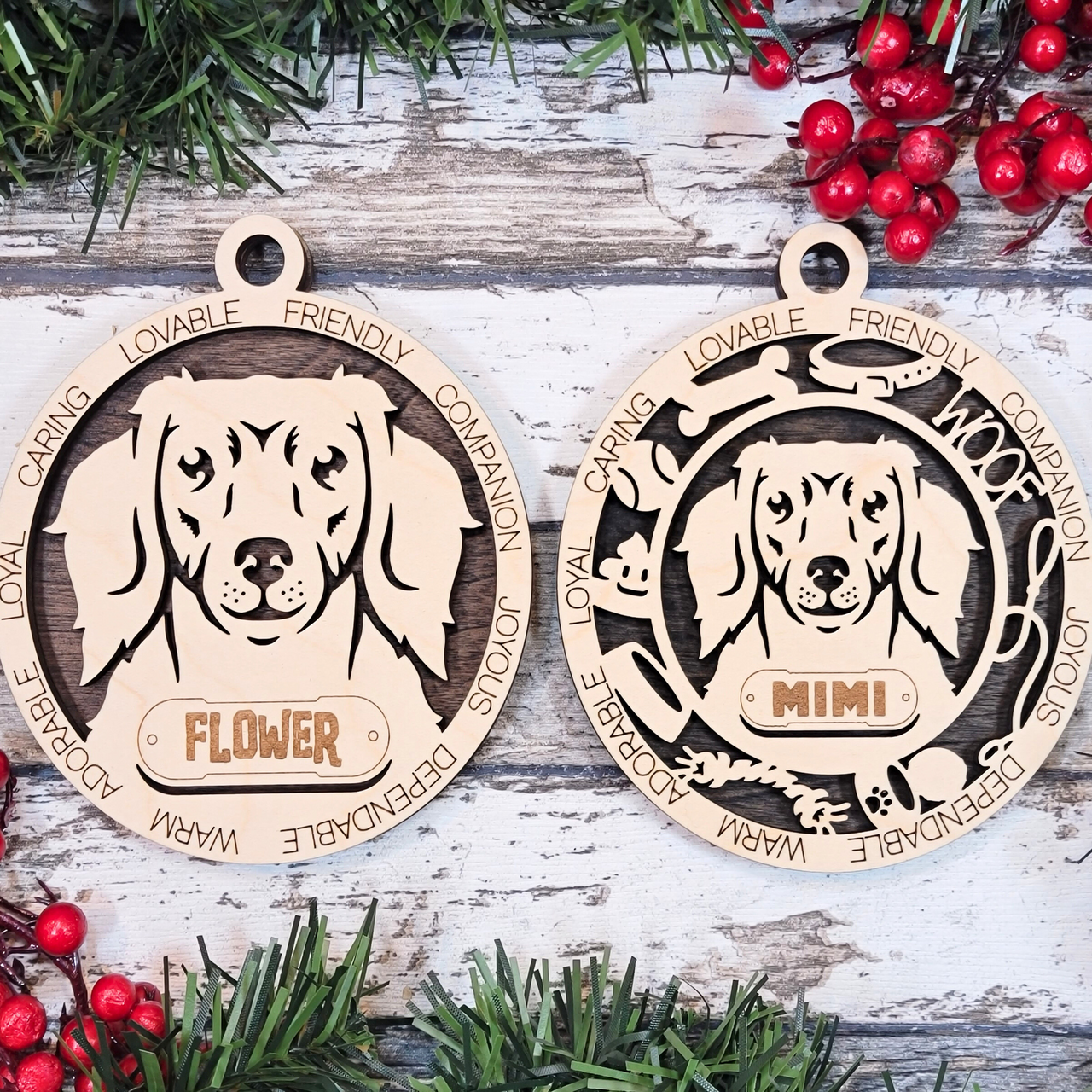 Personalized Laser Engraved Dog Ornament, Dachshund Long Hair