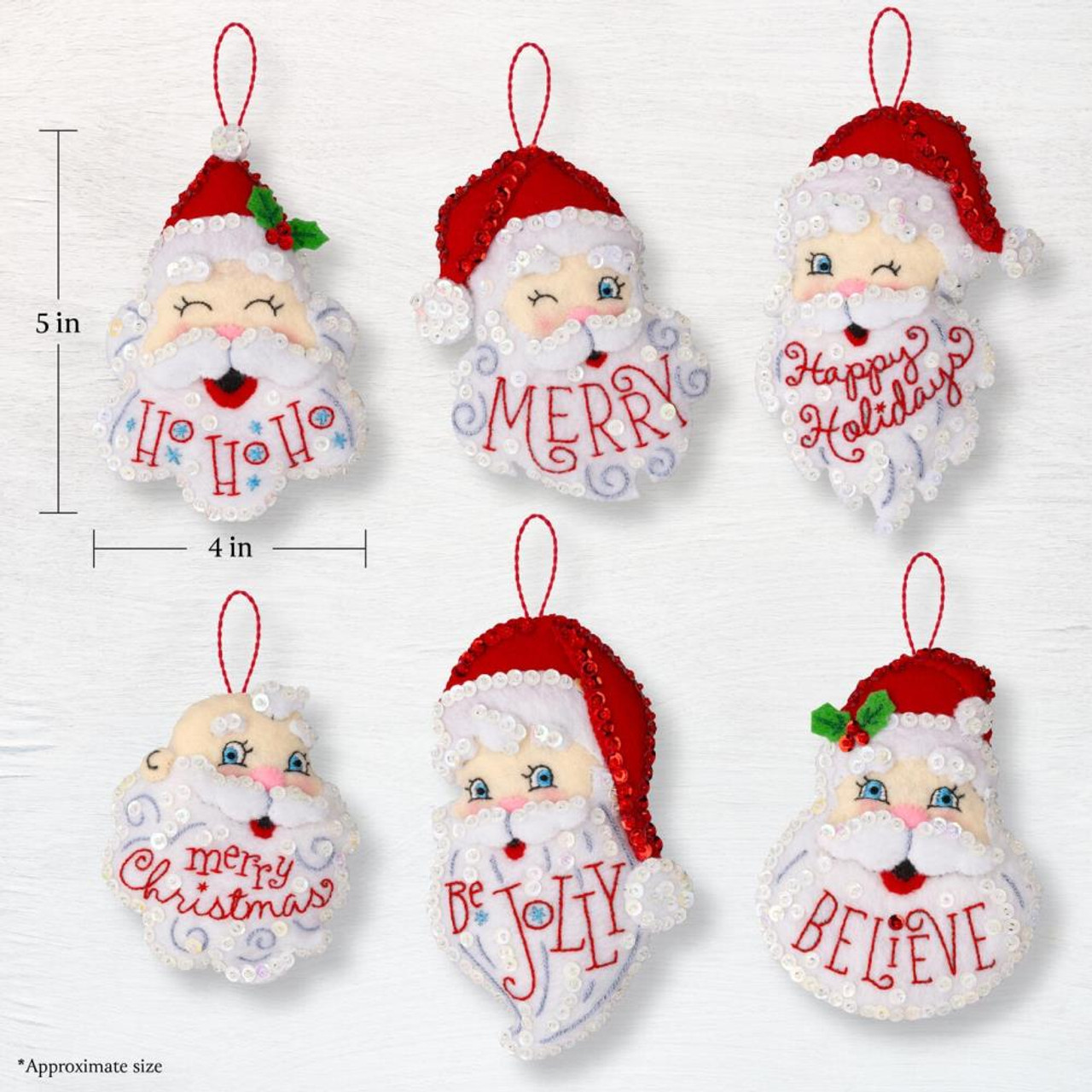  Bucilla Felt Applique 6 Piece Ornament Making Kit, Mandala  Christmas, Perfect for DIY Arts and Crafts, 89499E