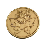 Alcoholics Anonymous AA Let Go Let God Butterfly Affirmation Coin - Antique Bronze Sobriety Medallion