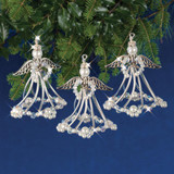 Solid Oak Holiday Beaded Ornament Kit - Silver Angles