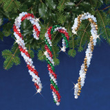 Solid Oak Crystal Candy Canes Beaded Crystal Ornaments Kit
