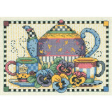 Dimensions Counted Cross Stitch Kit - Teatime Pansies
