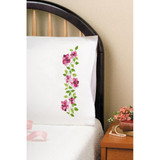 Tobin Stamped For Embroidery Pillowcase Pair - Pink Roses