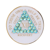AA Anniversary Coin Medallion | White Crystal Peridot