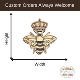 Laser Engraved Unfinished Wood Shape | Queen Bee