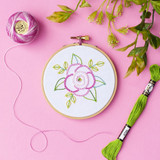 Colonial Needle Embroidery Kit 4" Round | Summer Rose