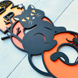 BOO Black Cat Halloween Sign - Halloween Wall Art