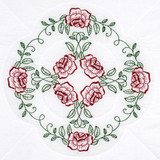 Jack Dempsey Stamped for Embroidery Quilt Blocks 18"X18" 6/Pkg | Circle of Roses