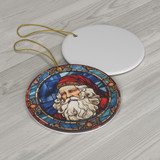 Stained Glass Ceramic Ornament | Santa Claus