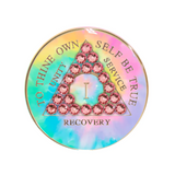 AA Crystallized Psychedelic Change Light Rose Coin Medallion