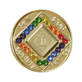NA Girly Girl Gold Crystal Rainbow LGBT Coin Medallion