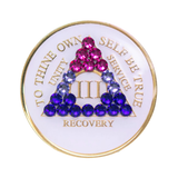 AA Bisexual Flag White Crystal Sobriety Anniversary Coin
