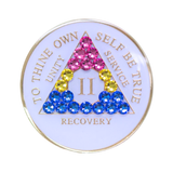 AA Pansexual Flag White Crystal Sobriety Anniversary Coin