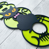 BOO Scary Black Cat Halloween Sign - Halloween Wall Decor