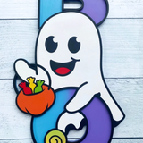 BOO Cut Ghost Halloween Sign - Whimsical Halloween Wall Decor